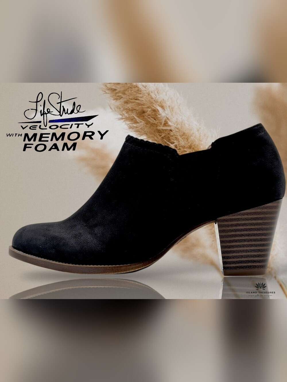 LifeStride Joelle Size 6.5M Velocity Memory Foam Black Low Cut Side Stretch Gore